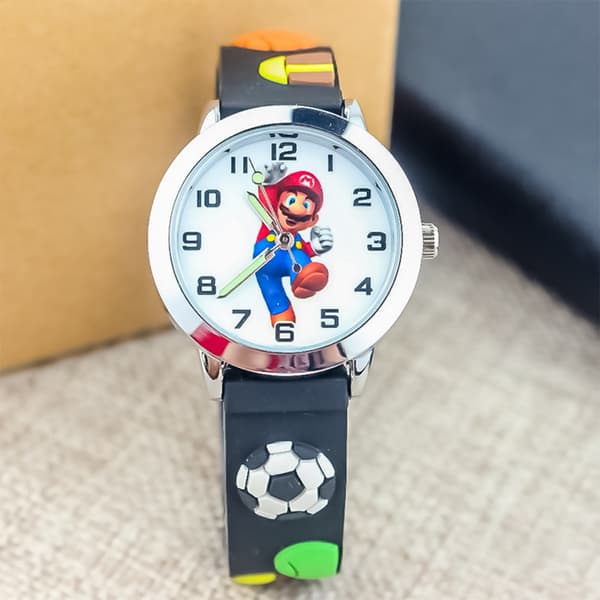 Super Mario Barnklocka Tecknad Quartz Elektronisk Klocka C