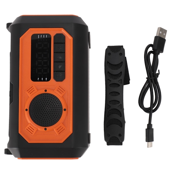 12000mAh Nødradio med Håndsving, Solceller, Lommelygte, Læselampe, Kompas, Telefonoplader, Bærbar Radio AM FM NOAA