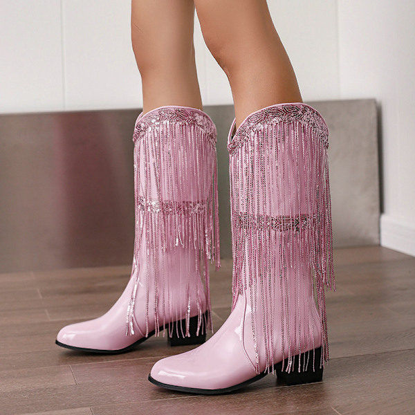 Damesko med frynser i metallisk cowboy-stil Pink Pink 39