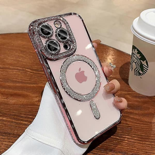 Glitrende Bling Diamant Telefoncover til iPhone 15 14 13 12 11 Pro Max Plus[JUN] For iPhone 14 Pro gold