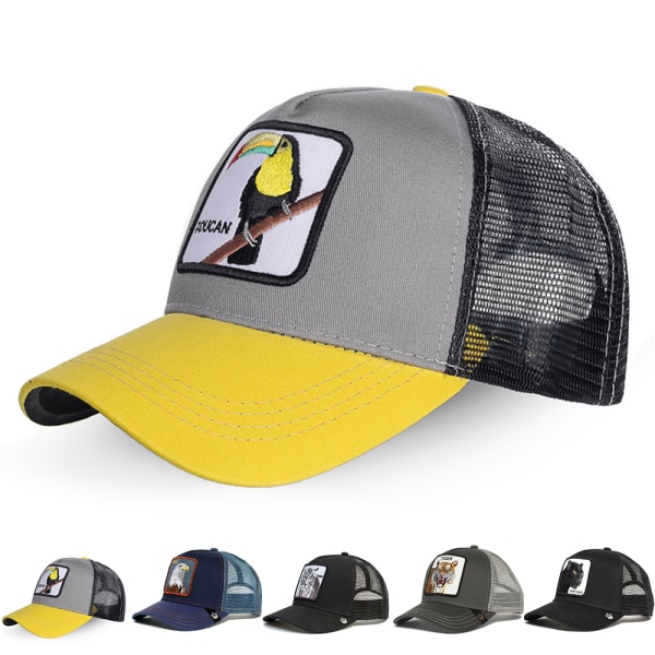 Verkkokangas Baseball-lippis Brodeerat Ulkoilma Auringonhattu Säädettävä Kep Parrot Yellow