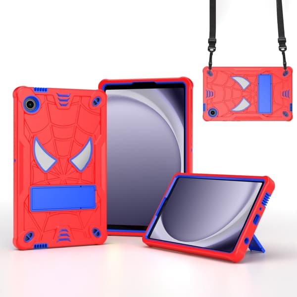 Samsung Galaxy Tab A9 Cover med Hybrid PC & Spider Silikone Design[JUN] Röd Blå