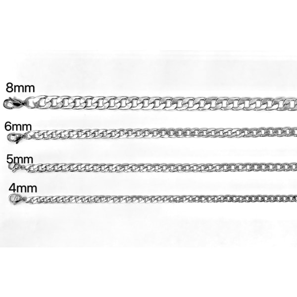 Panserkæde halskæde i stål, der holder farven for evigt! 7mm tjock, 45cm lång