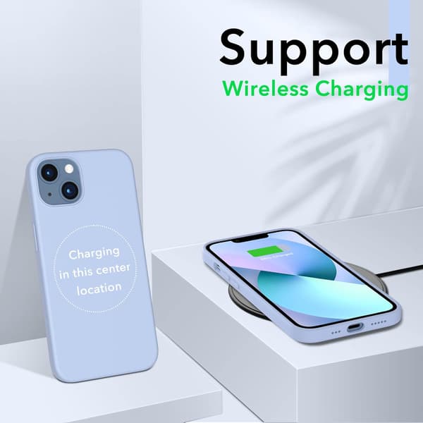 Flytende silikondeksel til iPhone 13 6,1-tommer, ultratynn full beskyttelse [JUN] Light Blue