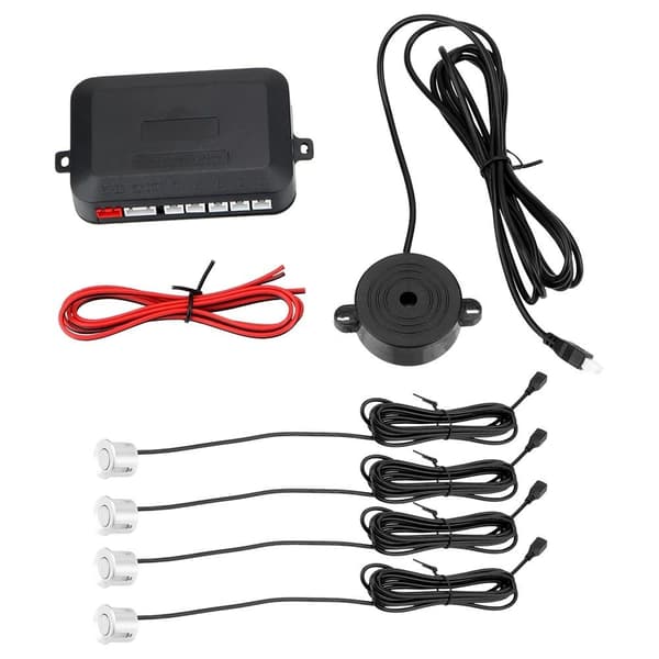 4 parkeringssensorer, summer, 12V kontrollpanel - kit Vit