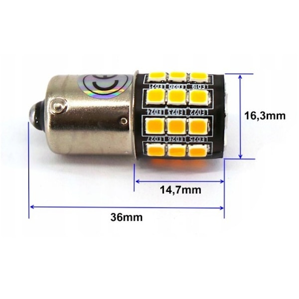 2 kpl LED-lamppu BA15S, P21W 12V CANBUS oranssi