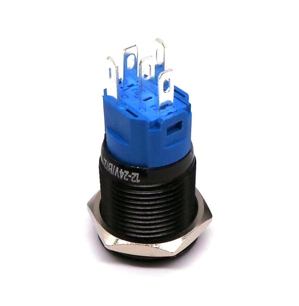 2 st On/Off-knapp, LED-snap-knapp 18mm svart Vit