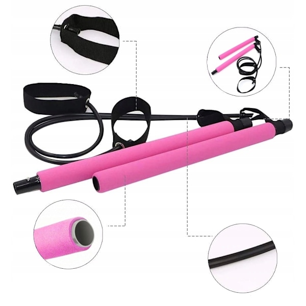 Träningsstång Gummimotstånd Pilates Yoga Fit, Rosa