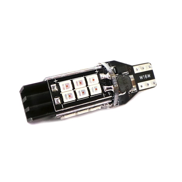 2 kpl LED-lamppu T15, W16W 12V-24V 1400lm CANBUS punainen erittäin vahva