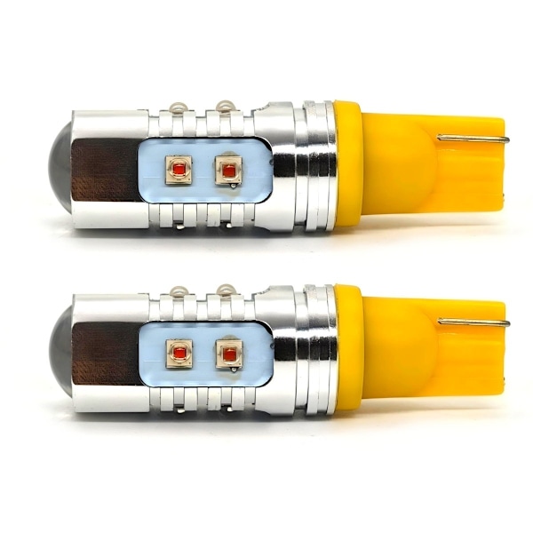 2 st W16W LED-lampor T15 12-24V CANBUS orange USA för röda lampskärmar