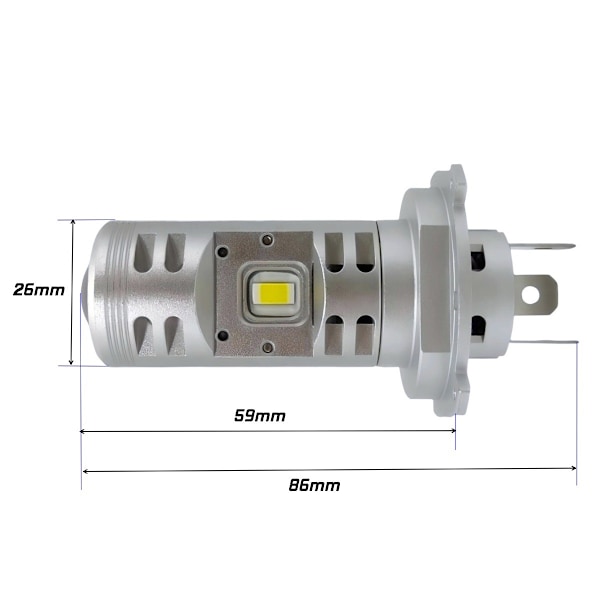 2 st H4, H19 LED-lampor 12-24V CANBUS för lampor från USA, avbrottslinje