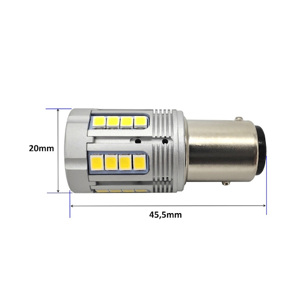 2 kpl P21/5W LED BAY15D 12-24V lamppu ilman virhettä 3000lm valkoinen