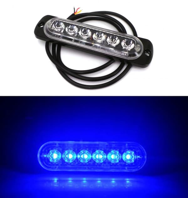 Stroboskopblinkande sidoljus 6 LED 12V-24V, blå