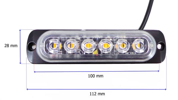 Stroboskopblinkande sidoljus 6 LED 12V-24V, blå