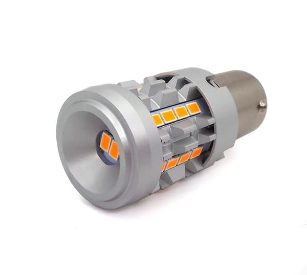 2 kpl LED-lamppu PY21W, BAU15S 12-24V ei vikaa oranssi 100% CANBUS