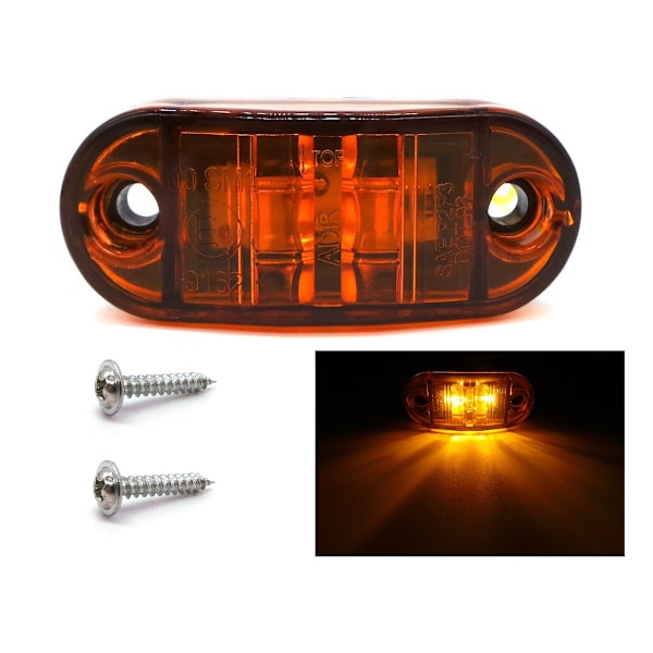 2 stk. Markørlampe 2 LED 12-24V farve Orange