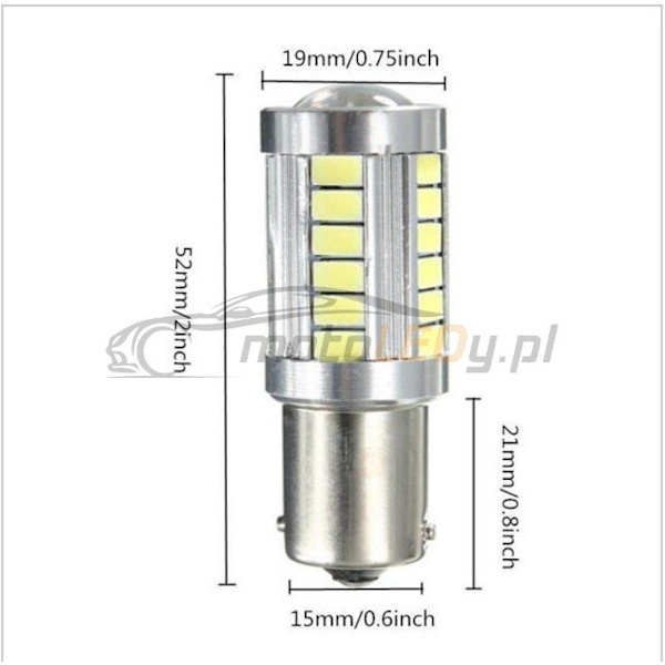 2kpl P21/5W LED BAY15D 12-18V 1000lm CANBUS polttimo ilman napaisuutta valkoinen