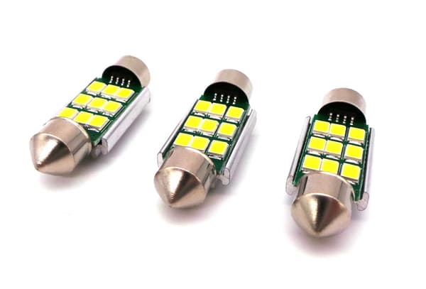 5 st LED-lampor SV8.5, C5W 12-24V CANBUS 36mm Vit