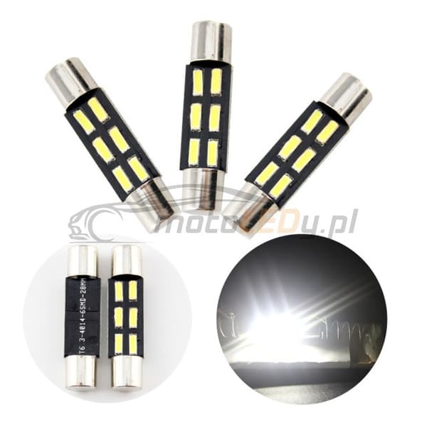 5 kpl LED-lamppu T6.3 12V 96lm CANBUS 28mm 28mm