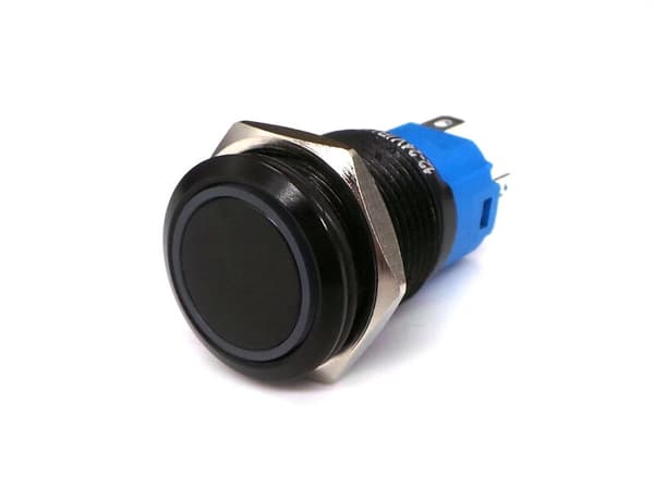 2 st On/Off-knapp, LED-snap-knapp 18mm svart Vit