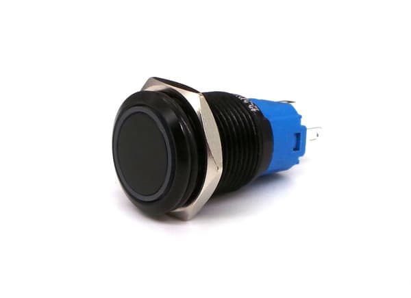 2 st On/Off-knapp, LED-snap-knapp 18mm svart Vit