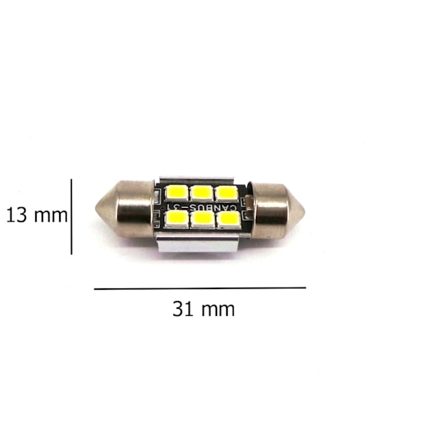 5 kpl LED-lamppu SV8.5, C5W 12-24V CANBUS 31mm 220lm