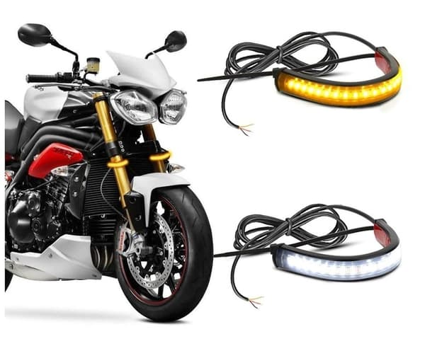 DRL FLEX LED-varningsljus + dynamiska blinkers för motorcykel