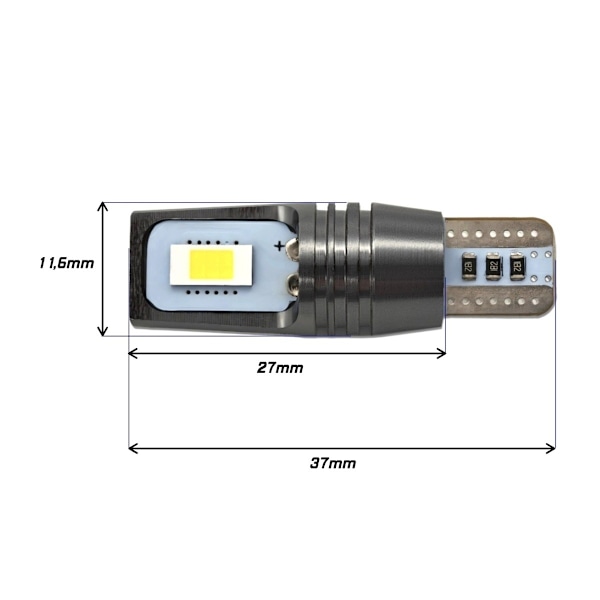 2 st W16W LED-lampor T15 12V-18V Canbus 1180lm stark
