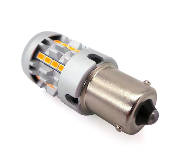 2 kpl LED-lamppu PY21W, BAU15S 12-24V ei vikaa oranssi 100% CANBUS