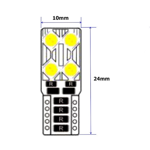 6 kpl LED-lamppu T10, W5W 12V-18V 4W CANBUS 450lm