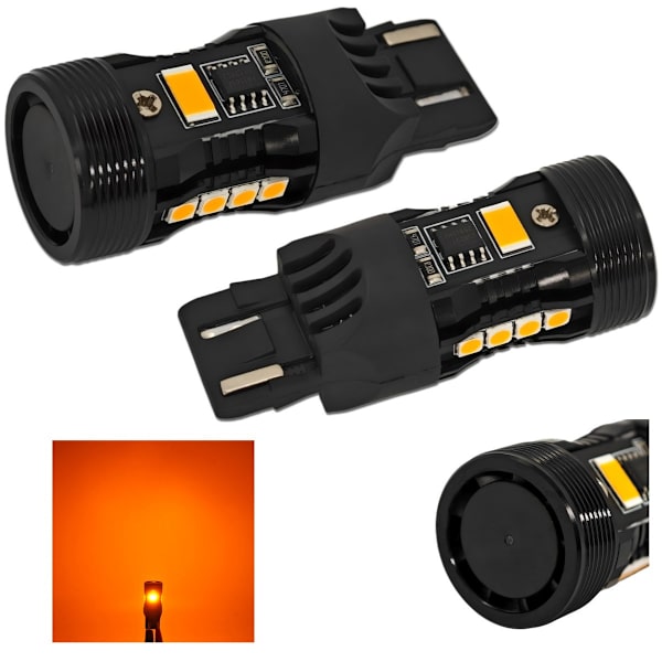 2st W21/5W LED-lampor 7440 12V utan fel orange