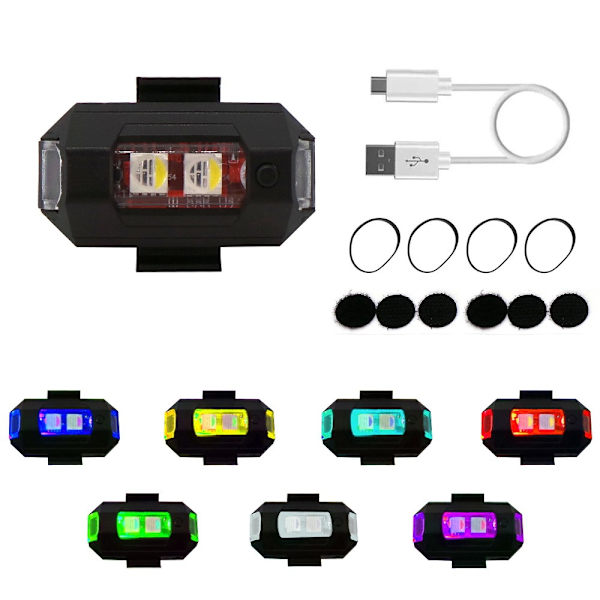 2kpl Lamppu 7 väriä universaali USB moottoripyörä, polkupyörä, drone