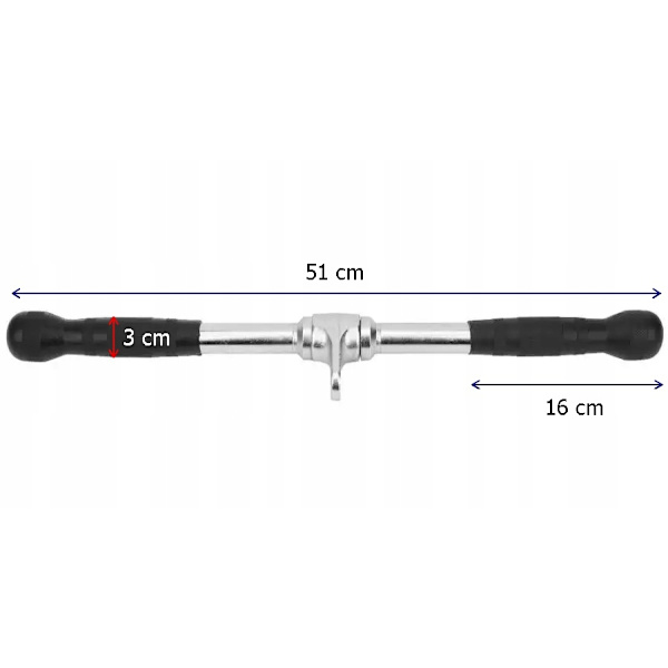 Teräksinen kääntyvä kahva suora 51 cm jatkohisseille