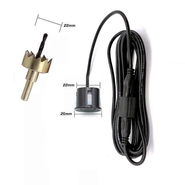 4 parkeringssensorer, summer, 12V kontrollpanel - kit svart