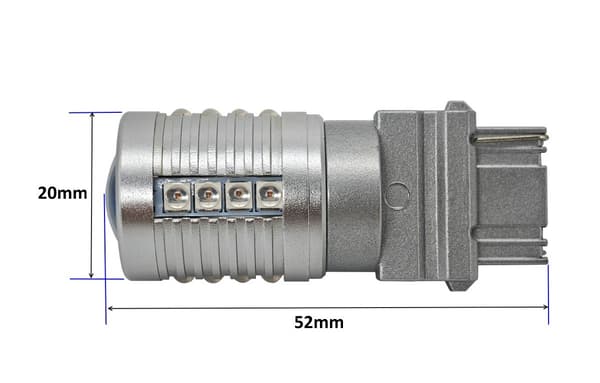 2 kpl P27W LED-lamppu 3156 12-24V CANBUS 2000lm punainen