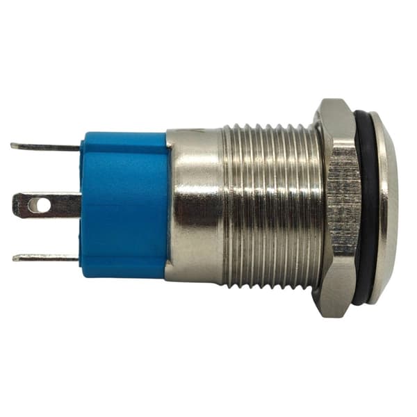 LED-sumuvalokytkin 12mm kromi hetkellinen + pistorasia + pistorasia