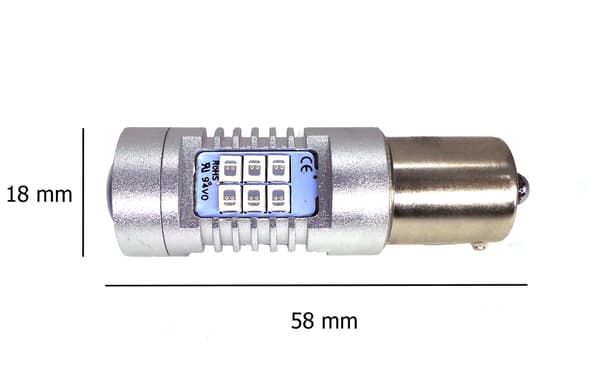 2 kpl LED-lamppu BAW15S 12-24V CANBUS punainen 2000lm