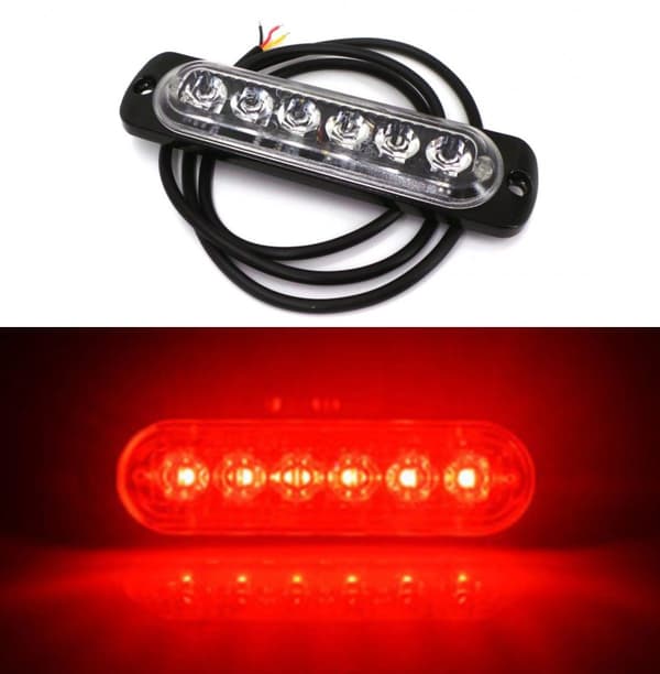 Dimljus 6 LED 12V-18V, röd