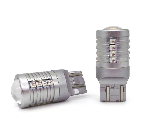 2 st W21/5W LED-lampa 7443 12-24V CANBUS 2000lm röd