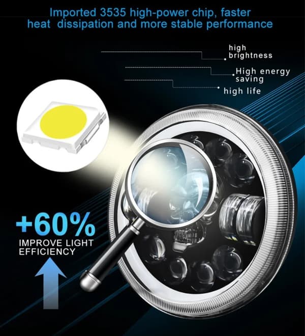 Ajovalaisin 7" Full LED kallo 1kpl