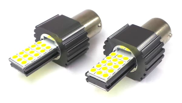 2 st LED-lampor PY21W, BAU15S 12-24V CANBUS vit  Ny