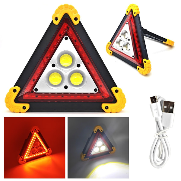 LED-varoituskolmio, taskulamppu, PowerBank + akut