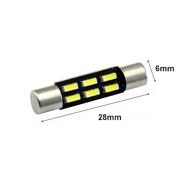 5 kpl LED-lamppu T6.3 12V 96lm CANBUS 28mm 28mm