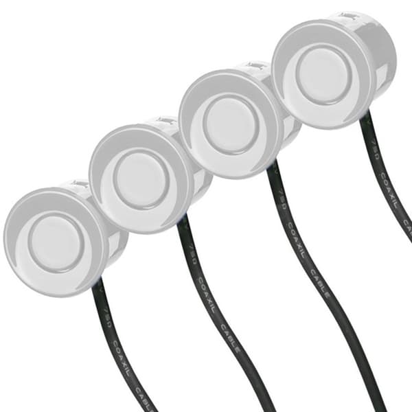 4 parkeringssensorer, summer, 12V kontrollpanel - kit Vit
