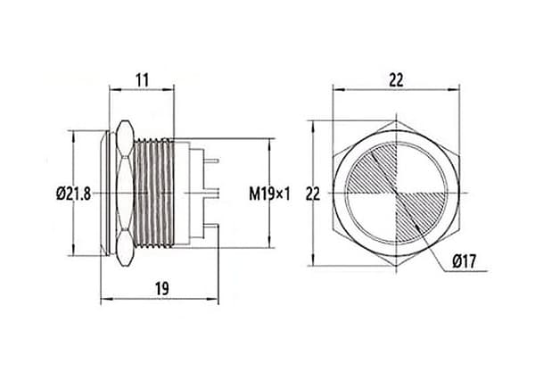 2 kpl LED kojelaudan valo 22mm värit Punainen