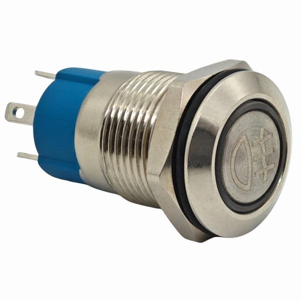 LED-sumuvalokytkin 12mm kromi Snap-on + pistorasia 12mm kromi