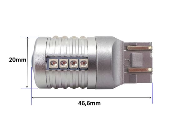 2 kpl W21/5W LED-lamppu 7443 12-24V CANBUS 2000lm punainen