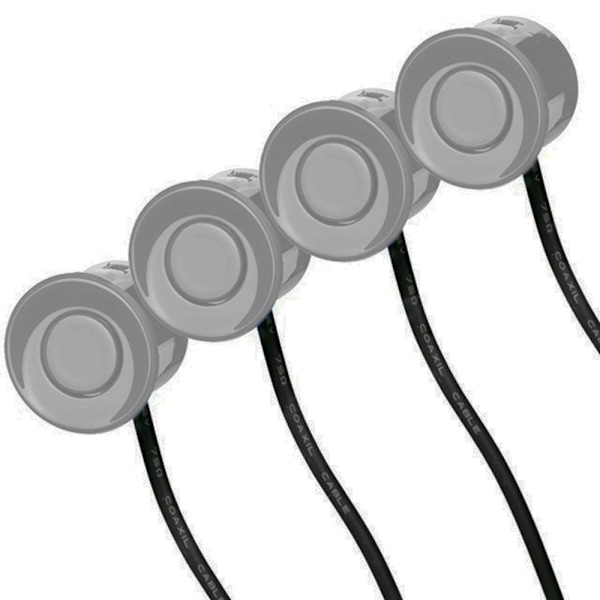 4 parkeringssensorer, summer, 12V kontrollpanel - kit Grå