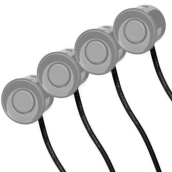 4 parkeringssensorer, summer, 12V kontrolpanel - sæt Grå