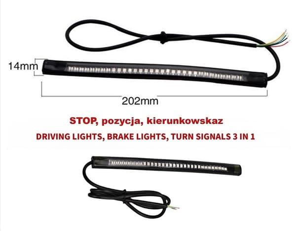 TAKAVALOT FLEX LED pysäytys, sijainti, suunta moottoripyörä